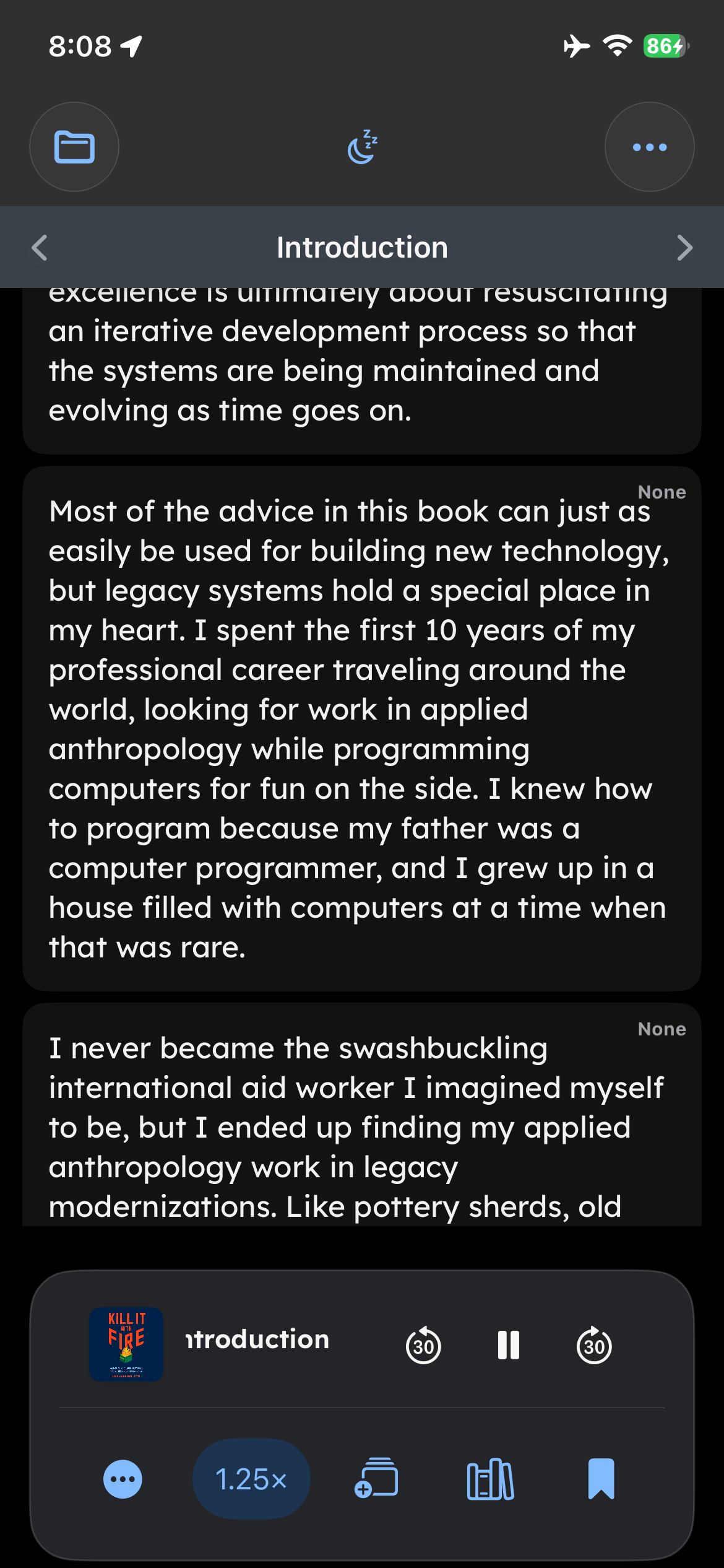 Echo's synced reader following the narration paragraph by paragraph