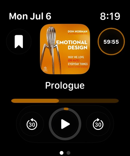 Echo's Apple Watch remote tinted from the cover of Emotional Design